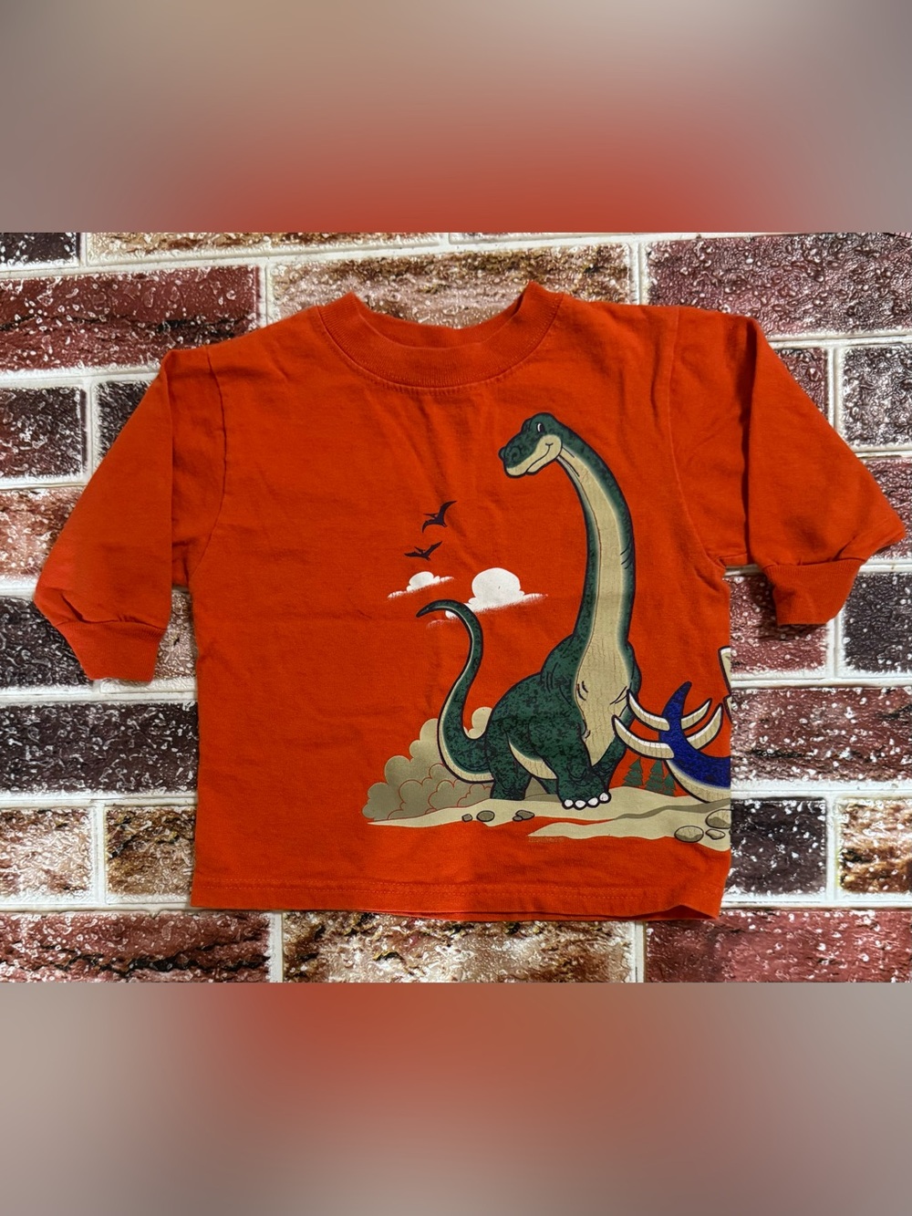 90s Vintage Healthtex Dinosaur 🦕 🦖 long sleeve T-shirt 2t boys toddler orange